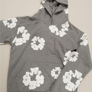 Denim Tears Gray Hoodie with White Floral Ring Prints